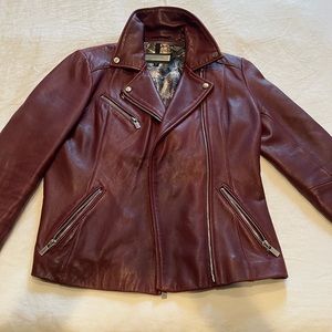 Maroon Genuine Leather Motorcycle Jacket